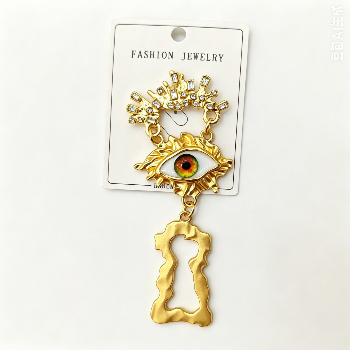 2026 wholesale crystal eye keyhole matte gold-plated brooch, fashion jewelry pin