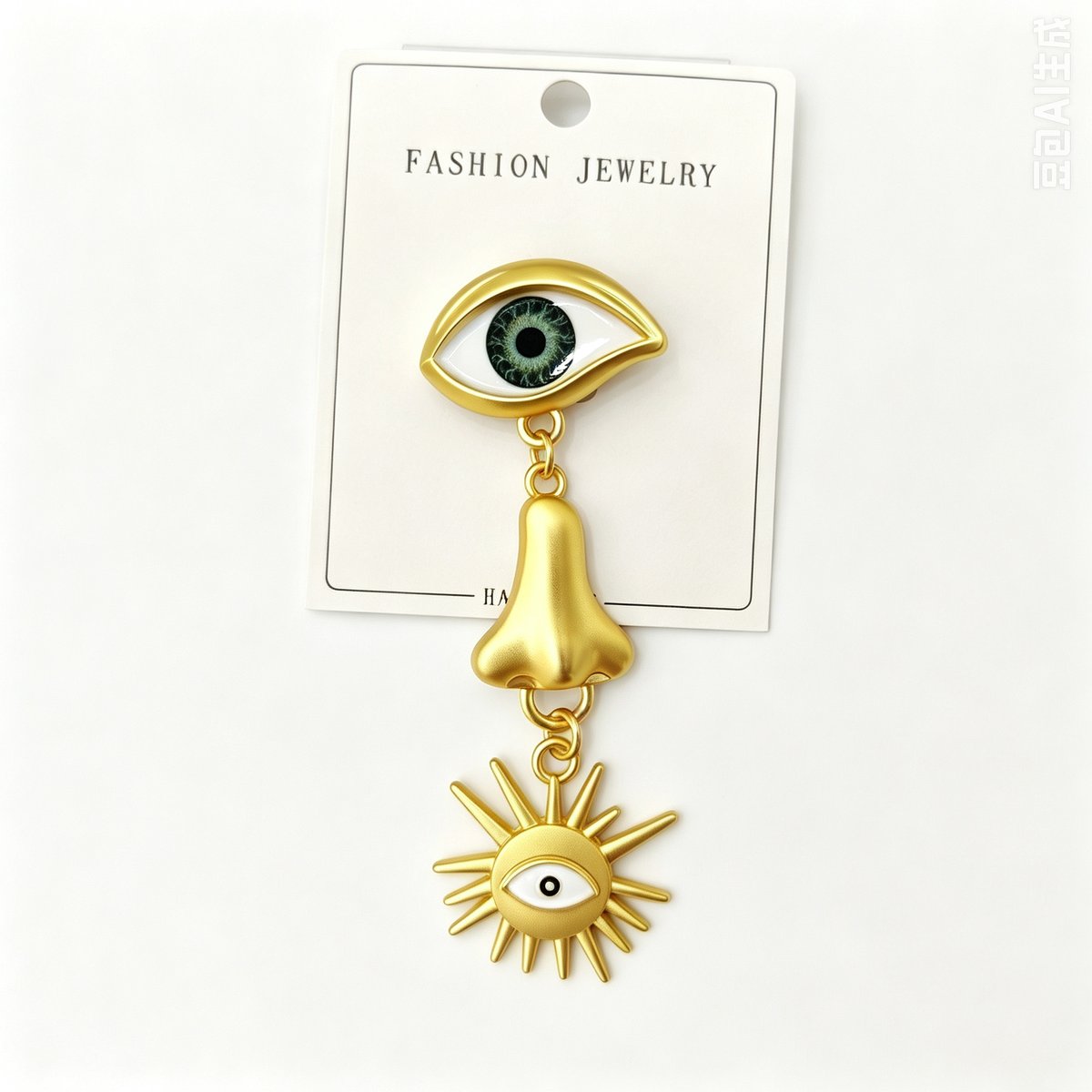 2026 wholesale eye nose sun matte gold-plated brooch, fashion jewelry pin
