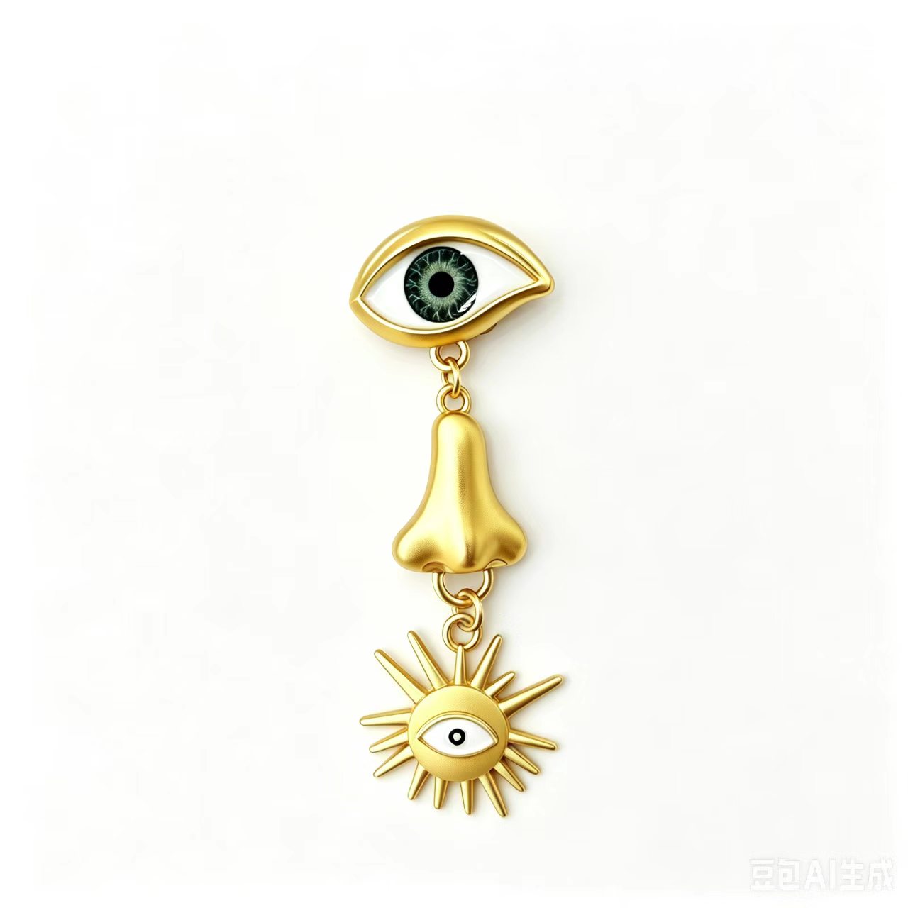 2026 wholesale eye nose sun matte gold-plated brooch, fashion jewelry pin