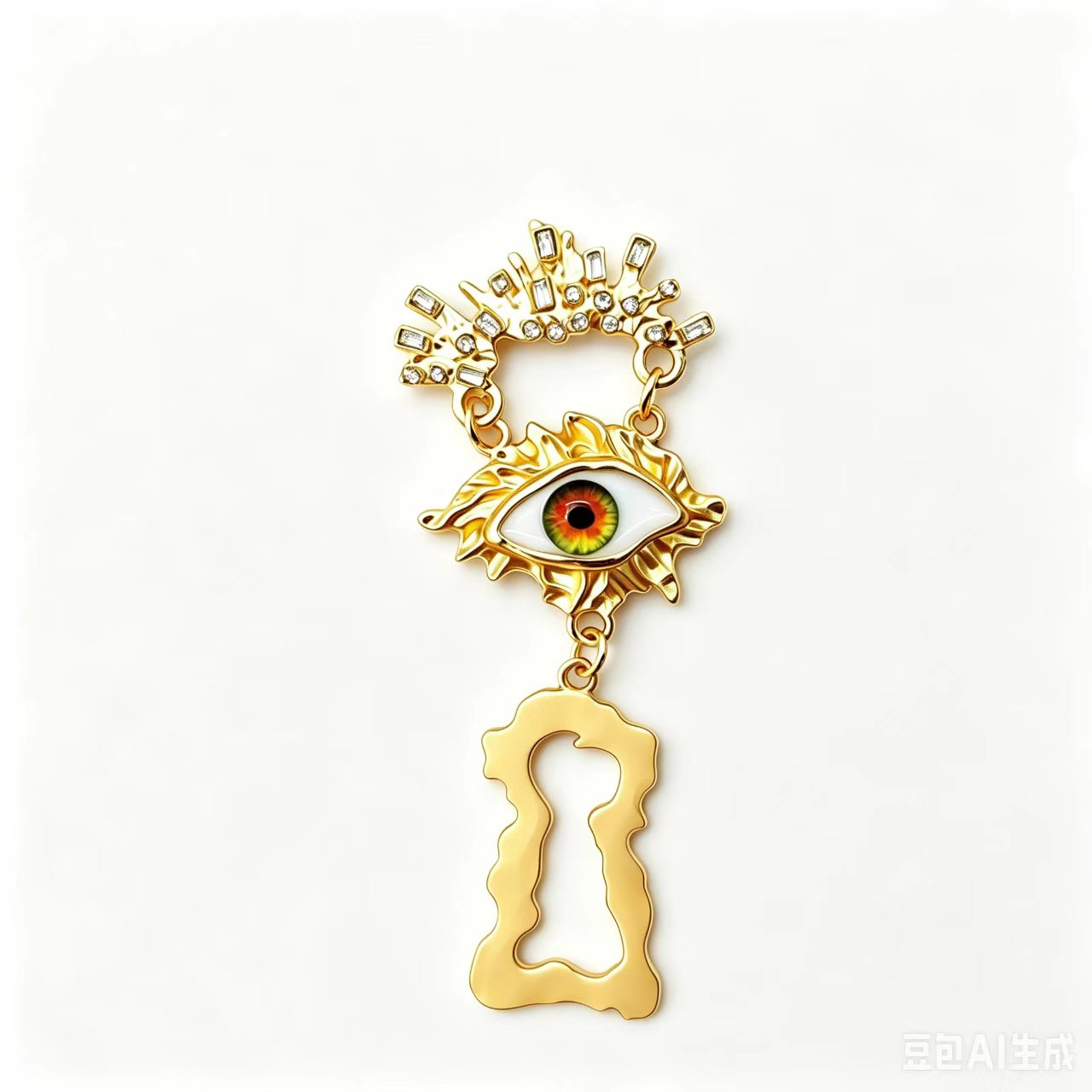 2026 wholesale crystal eye keyhole matte gold-plated brooch, fashion jewelry pin