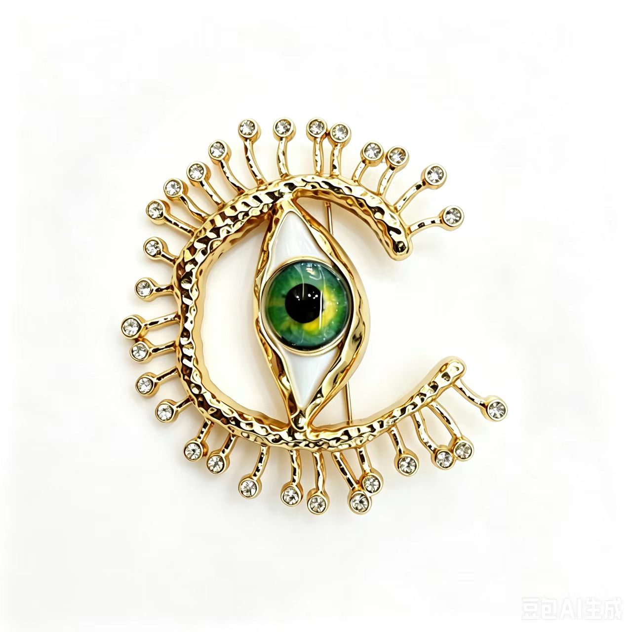 2026 wholesale rhinestone eye matte gold-plated brooch, fashion jewelry pin
